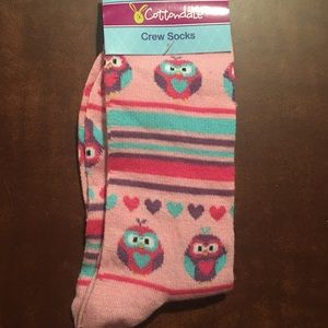 NWT pink owl and heart socks